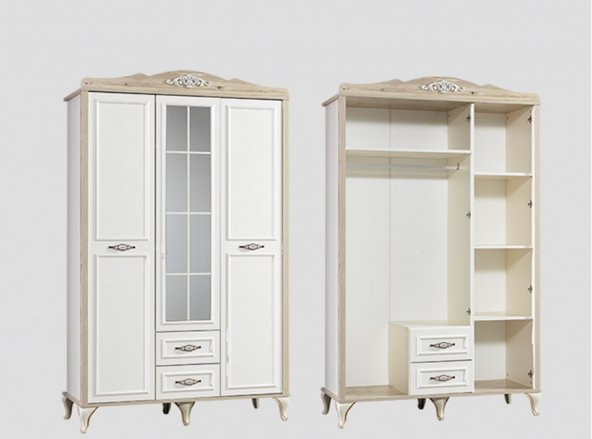 Dolap Urlu 17654 COUNTRY Model 3kapı Beyaz Hard suntalem Kalite Yüksek ayak İnovasyon ürün Kutu sevk El yapım - 2