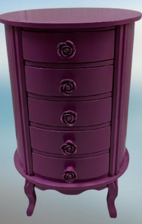 Komodin 17626 Aslan Lükens Model 5Çekmece 1 Adet Parlak PEMBE Porselen Kulp Kayın - 7