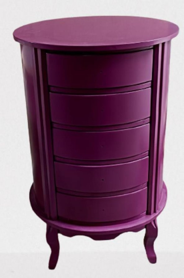 Komodin 17626 Aslan Lükens Model 5Çekmece 1 Adet Parlak PEMBE Porselen Kulp Kayın - 6