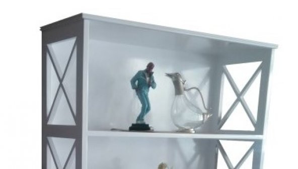 Kitaplık X 17614 ÇAPRAZ Yan Model Alt Kapak raf Kayın MDF Torna Parlak Beyz Lake - 2