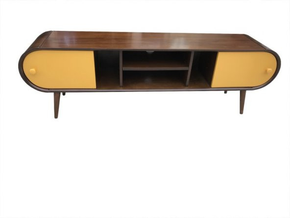Tv Sehpa ST 17609 BOMBE Rado Model Kayın RETRO Ayak Ceviz Renk-Hardal 150 El Yapı