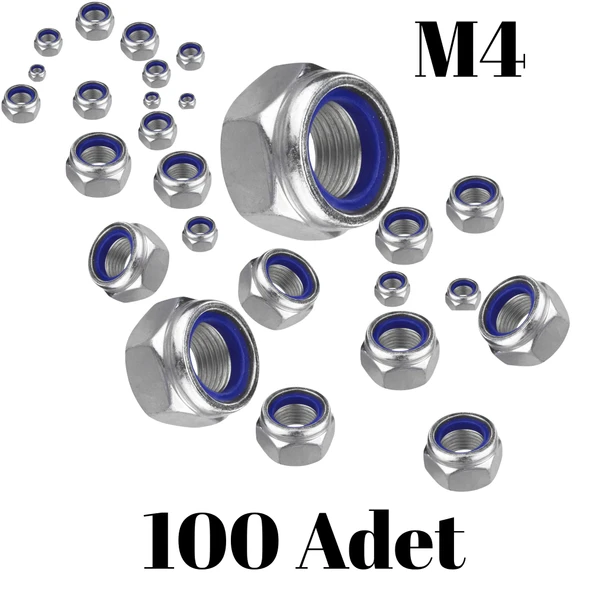 Fiber Somun M4 – DIN 985 –  100'lü Paket Contalı Gevşemez Somun - Resim 2