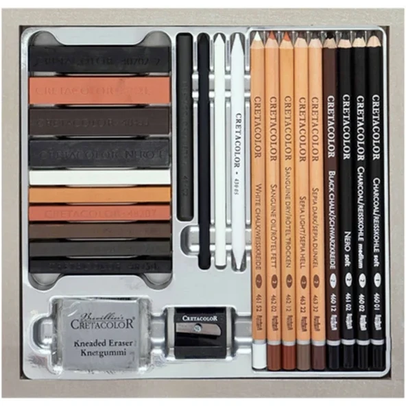 Cretacolor Passion Box Drawing Set Premium Eskiz Çizim Seti 25'li Ahşap Kutu / 40041 - Resim 3