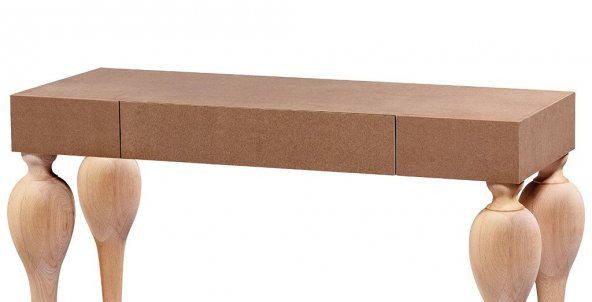 Dresuar 17586 TOMBUL Torna Model HAM Kayın Retro Ayak Orta Çekm MDF tabla El Yapı - 4