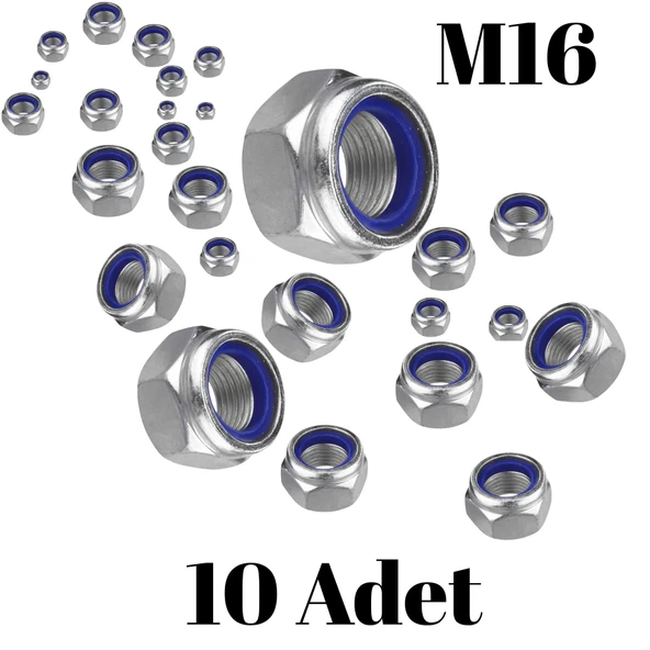 Fiber Somun M16 – DIN 985 –  10'lu Paket Contalı Gevşemez Somun - Resim 2