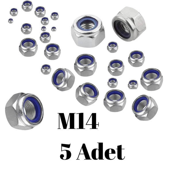 Fiber Somun M14 – DIN 985 –  5'li Paket Contalı Gevşemez Somun - 3