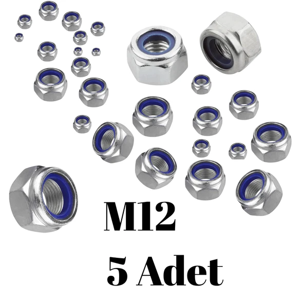 Fiber Somun M12 – DIN 985 –  5'li Paket Contalı Gevşemez Somun - Resim 3