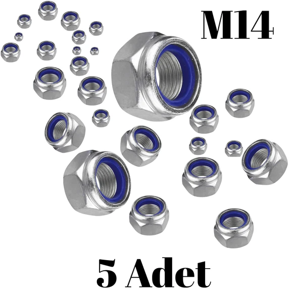 Fiber Somun M14 – DIN 985 –  5'li Paket Contalı Gevşemez Somun - 2