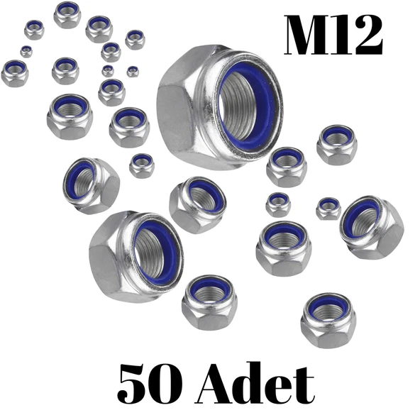 Fiber Somun M12 – DIN 985 –  50'li Paket Contalı Gevşemez Somun - 2