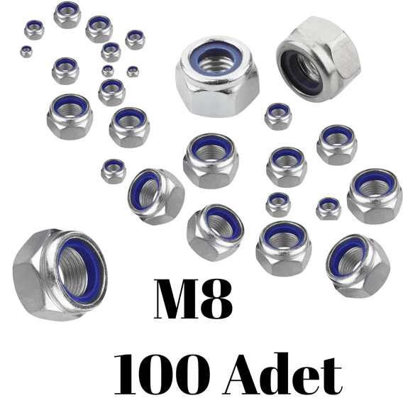 Fiber Somun M8 – DIN 985 –  100'lü Paket Contalı Gevşemez Somun - 3
