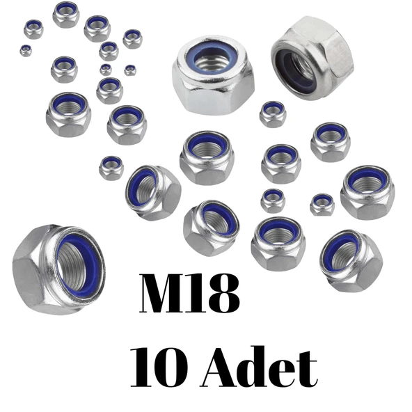 Fiber Somun M18 – DIN 985 –  10'lu Paket Contalı Gevşemez Somun - Resim 3