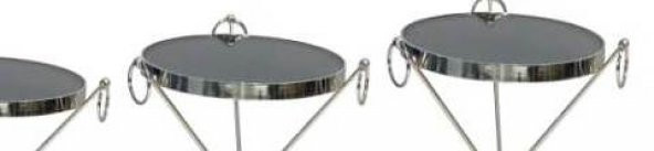 Brc 17523 Zigon Küpe Metal Gümüş Krom renk ayak Kırılmaz temper siyah cam tabla - 3