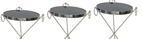 Brc 17523 Zigon Küpe Metal Gümüş Krom renk ayak Kırılmaz temper siyah cam tabla - 2