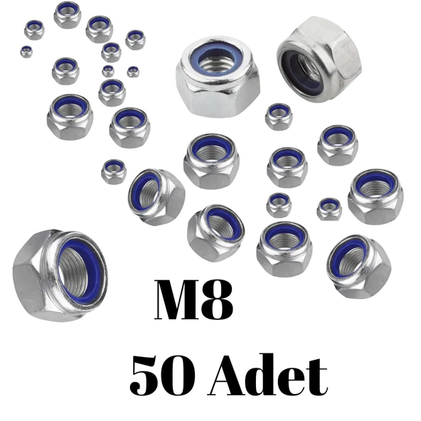 Fiber Somun M8 – DIN 985 –  50'li Paket Contalı Gevşemez Somun - 3