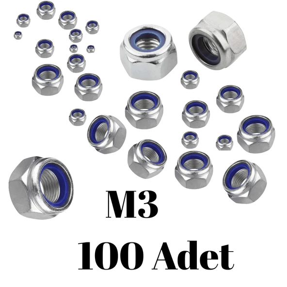 Fiber Somun M3 – DIN 985 –  100'lü Paket Contalı Gevşemez Somun - Resim 3