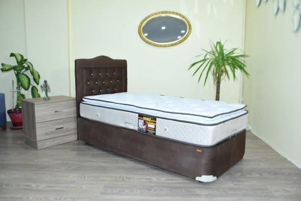 Baza Yatak Başlık 17474 Taytüy Kahverengi Kumaş Pamuk Ful Ort Yatak 100*200