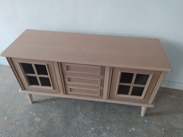 Tv Sehpa ST 17455 WİNDOVS Klasik Model Kayın Torna Retro Ayak HAM Renk El yapım - 7