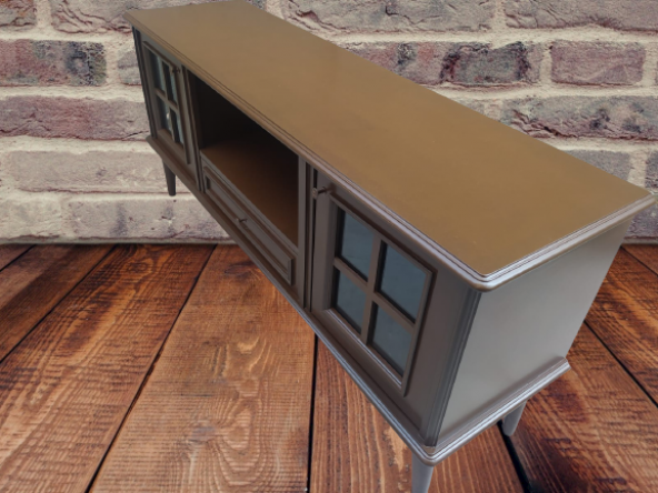 Tv Sehpa ST 17452 Pencere Model Kayın Torna Retro Ayak Parlak Ceviz Renk El yapım - 2