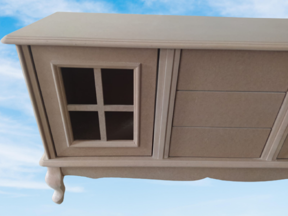 Tv Sehpa ST 17454 Pencere WİNDOVS Klasik Model Kayın Aslan Ayak HAM Renk El yapım - Resim 2