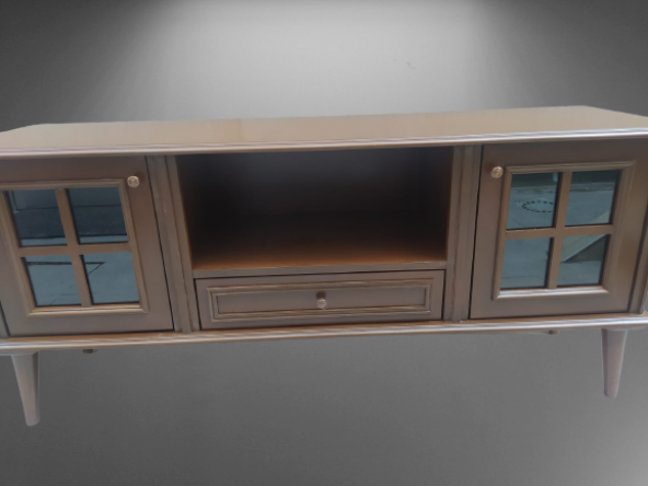 Tv Sehpa ST 17452 Pencere Model Kayın Torna Retro Ayak Parlak Ceviz Renk El yapım - 4