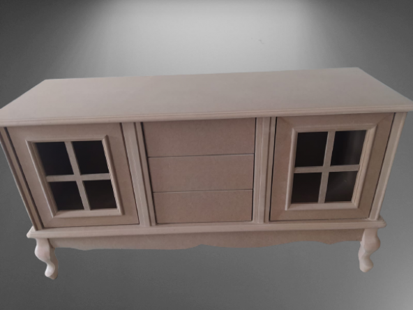 Tv Sehpa ST 17454 Pencere WİNDOVS Klasik Model Kayın Aslan Ayak HAM Renk El yapım - Resim 3