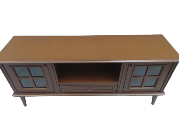 Tv Sehpa ST 17452 Pencere Model Kayın Torna Retro Ayak Parlak Ceviz Renk El yapım - 6