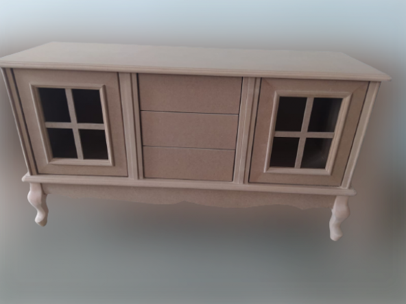 Tv Sehpa ST 17454 Pencere WİNDOVS Klasik Model Kayın Aslan Ayak HAM Renk El yapım - Resim 5