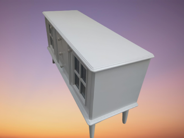 Tv Sehpa ST 17451 Pencere Model Ahşap Kayın Retro Ayak Parlak Ceviz Renk El yapım - Resim 4