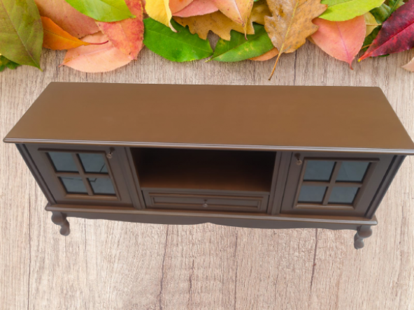 Tv Sehpa ST 17450 Pencere Model Ahşap Kayın Aslan Ayak Parlak Ceviz Renk Elyapım - Resim 2