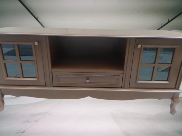 Tv Sehpa ST 17450 Pencere Model Ahşap Kayın Aslan Ayak Parlak Ceviz Renk Elyapım - Resim 7