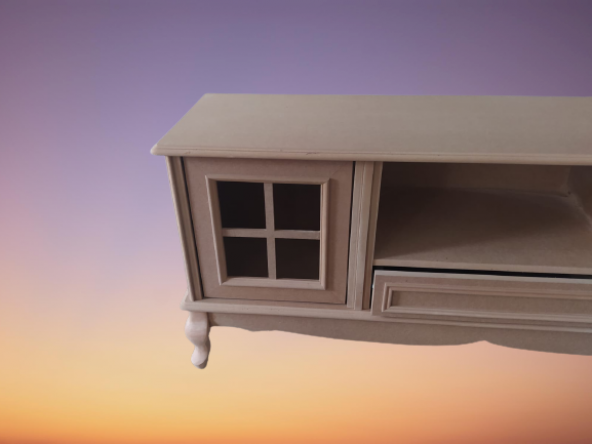 Tv Sehpa ST 17453 Pencere Klasik Model Ahşap Kayın Aslan Ayak HAM Renk El yapım - Resim 3