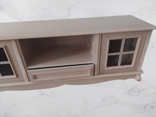 Tv Sehpa ST 17453 Pencere Klasik Model Ahşap Kayın Aslan Ayak HAM Renk El yapım - Resim 6