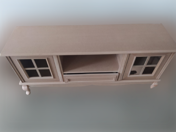 Tv Sehpa ST 17420 Pencere Nakış Klasik Model Kayın ASLAN Ayak HAM 150cm El Yapım - 6