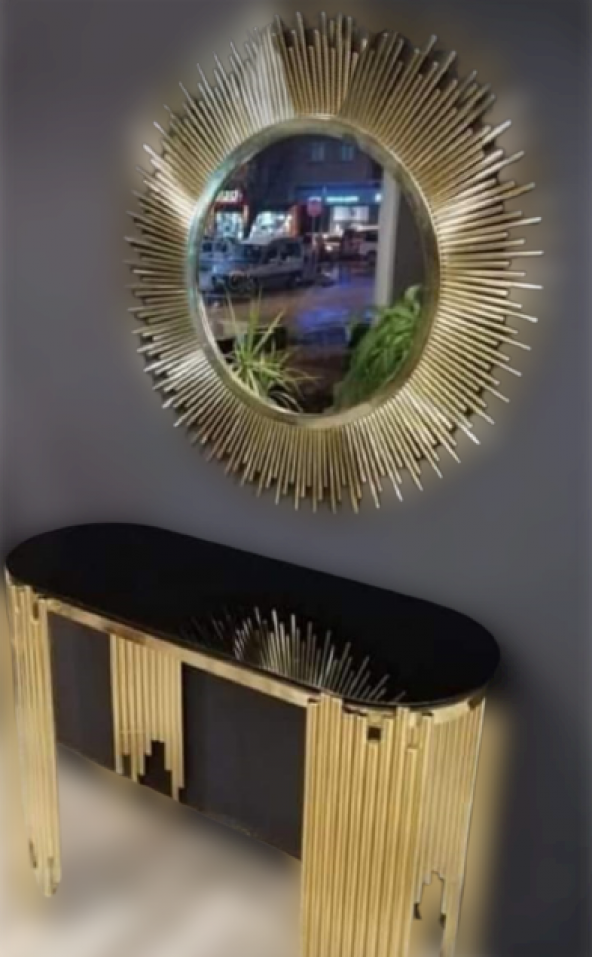 Dresuar 17411 NİCE GÜNEŞ Model Metal çelik Gold Renk Kaplama Güneş Ayna El Yapım - 3