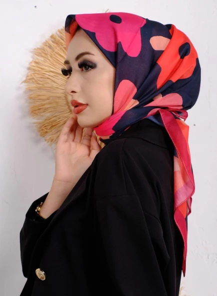 Eflatun Scarf Pamuklu (Cotton) Çiçek Desenli Eşarp 00588  VİŞNE
VİŞNE