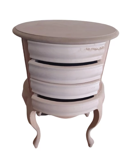 Komodin 17329 Klasik Model Kayın Aslan Leylek Ayak HAM 3Çekmece silindir El Yapım - 2