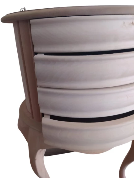 Komodin 17329 Klasik Model Kayın Aslan Leylek Ayak HAM 3Çekmece silindir El Yapım - 3