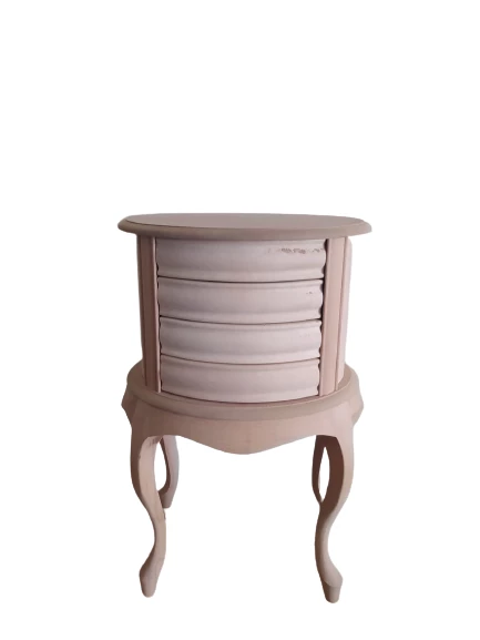 Komodin 17329 Klasik Model Kayın Aslan Leylek Ayak HAM 3Çekmece silindir El Yapım - 4