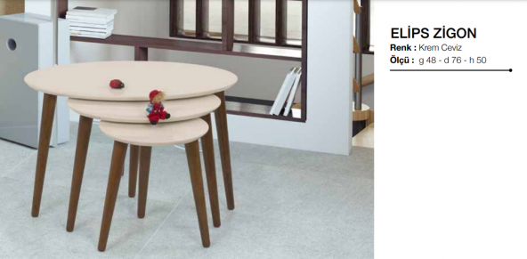 Zigon OSM 11822 Model Kayın Torna RETRO ayak Parlak Krem ceviz  Lake Boya El Yapı - 3