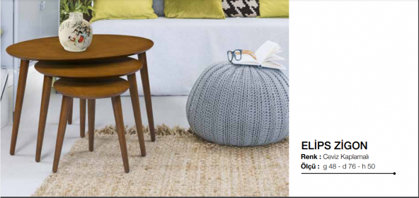 Zigon OSM 11823 Klasik ELİPS Kayın RETRO ayak ceviz MDF kaplamalı tabla El Yapım - 6