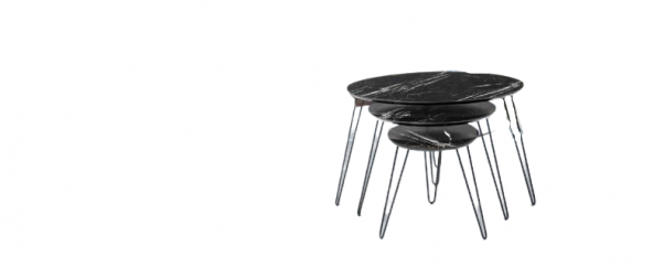 Zigon OSM 11819 ELİPS Model Çelik V Ayak Parlak Siyah Desen Mdf Tabla El Yapım - Resim 2