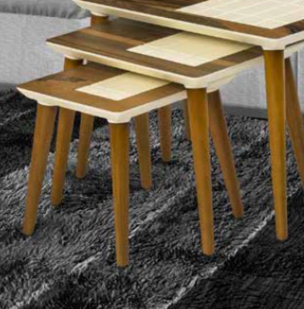 Zigon OSM 11814 Kareli MODEL Parlak Ceviz Krem renk boya Kayın torna ayak El Yapı - 4