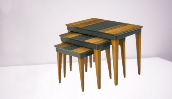 Zigon OSM 11810 Kasalı MODEL Sehpa Parlak Ceviz Gri Kayın retro ayak El Yapım - Resim 7