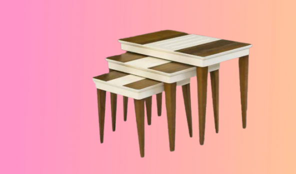 Zigon OSM 11809 KASALI MODEL Parlak Ceviz Krem Lake boya Kayın RETRO ayak El Yapı - Resim 6