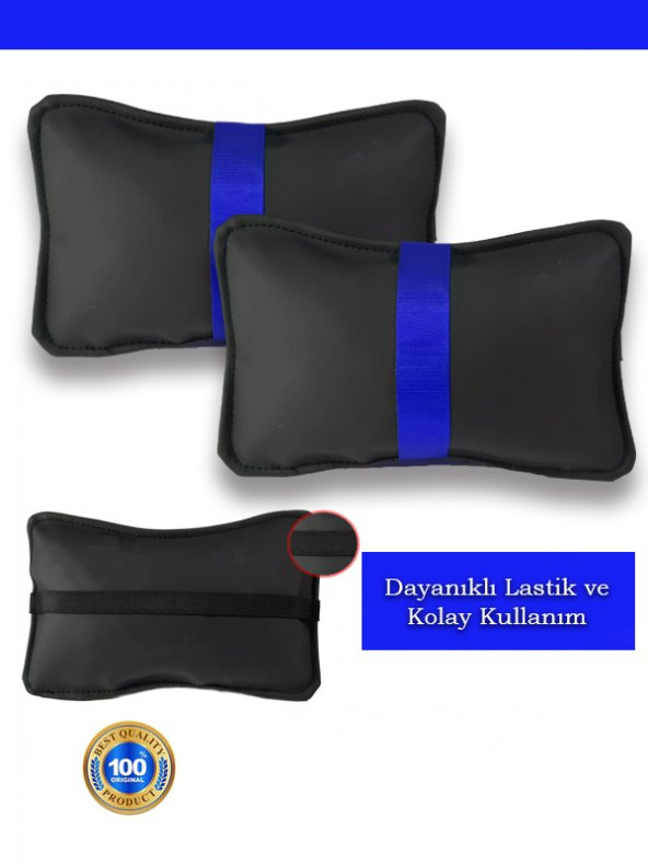 Lincoln Navigator U326 2007-2017 - 7 Kişi Oto Koltuk Mavi Şerit Boyun Yastığı 2 Adet - 2