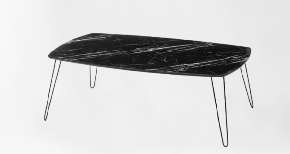 Orta OSM 11778 OVAL Sehpa Metal Model Transmisyon V ayak Siyah Mermer El yapım - 3