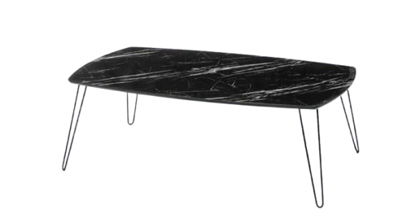Orta OSM 11778 OVAL Sehpa Metal Model Transmisyon V ayak Siyah Mermer El yapım - 4
