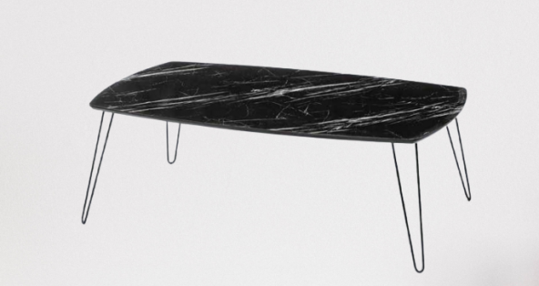 Orta OSM 11778 OVAL Sehpa Metal Model Transmisyon V ayak Siyah Mermer El yapım - 5