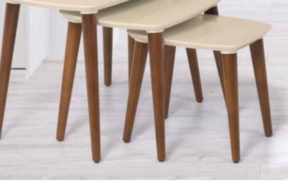 Zigon 11776 OSM Oval Model Sehpa Parlak Ceviz Krem renk Kayın Retro ayak El Ya - Resim 6