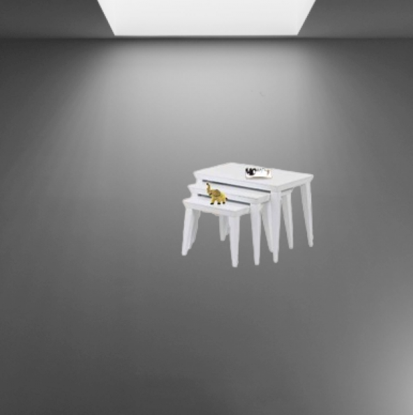 Zigon OSM 11769 Piramit Model sehpa Parlak Beyaz Kayın RETRO ayak El Yapım - 2